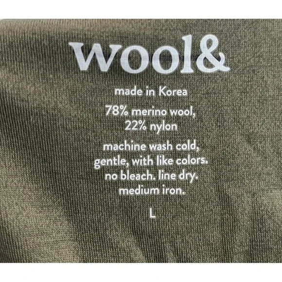 Wool& Dark Green Long Sleeve Women's Merino Wool T-Shirt Dress Size Large - Picture 3 of 4